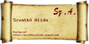 Szvatkó Alida névjegykártya